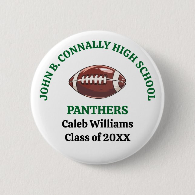 Green High School Football Team Customized Button (Front)