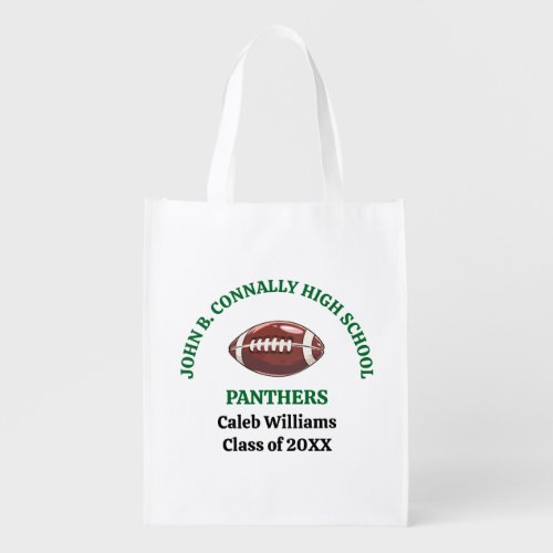 Green High School Football Team Customized Grocery Bag