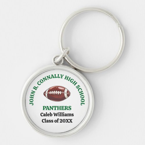 Green High School Football Team Personalized Keychain