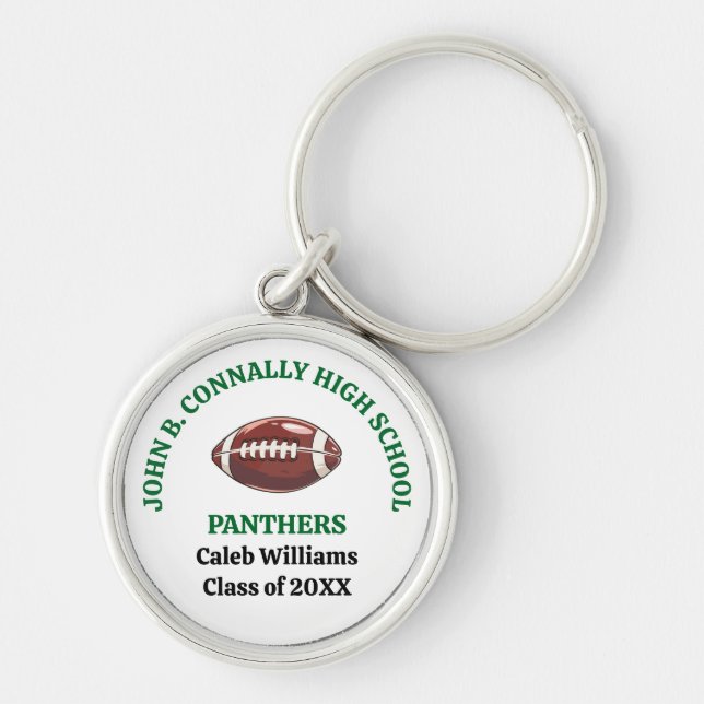 Green High School Football Team Personalized Keychain (Front)