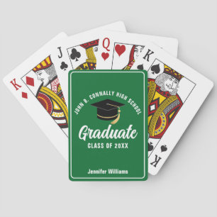 Green High School Graduate Custom Graduation Poker Cards