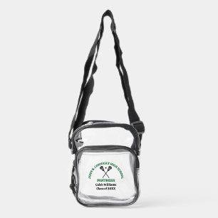Green High School Lacrosse Game Personalized Clear Crossbody Bag