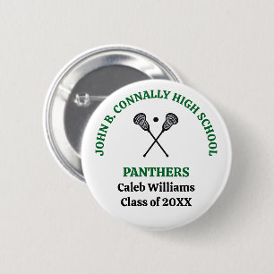 Green High School Lacrosse Team Personalized Button