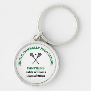 Green High School Lacrosse Team Personalized Keychain