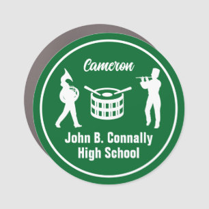Green High School Marching Band Personalized Car Magnet
