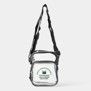 Green High School Marching Band Personalized Clear Crossbody Bag