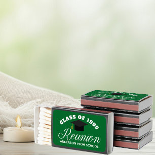 Green High School Reunion Party Personalized Matchboxes