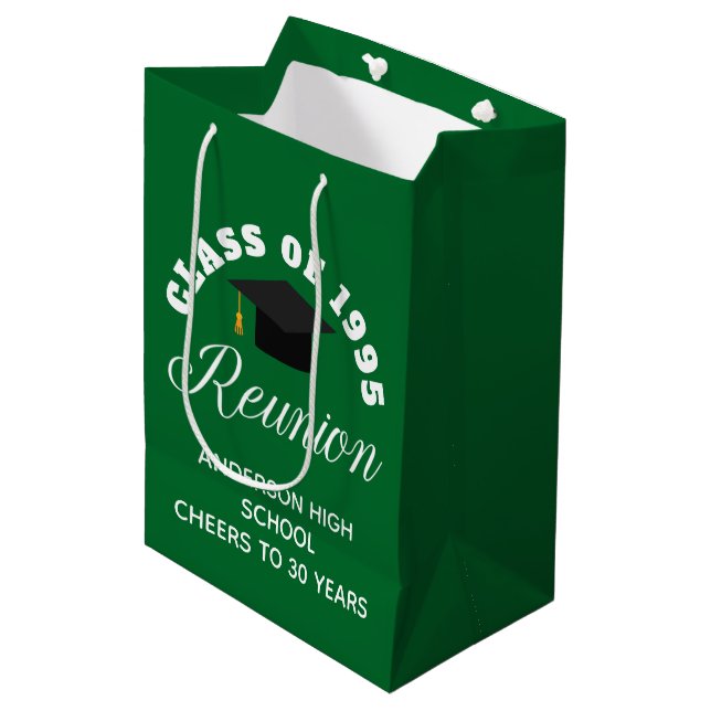 Green High School Reunion Personalized Party Medium Gift Bag (Front Angled)