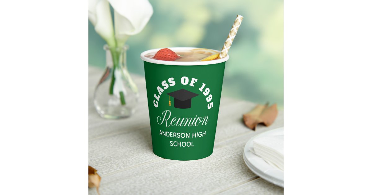 Green High School Reunion Personalized Party Paper Cups | Zazzle