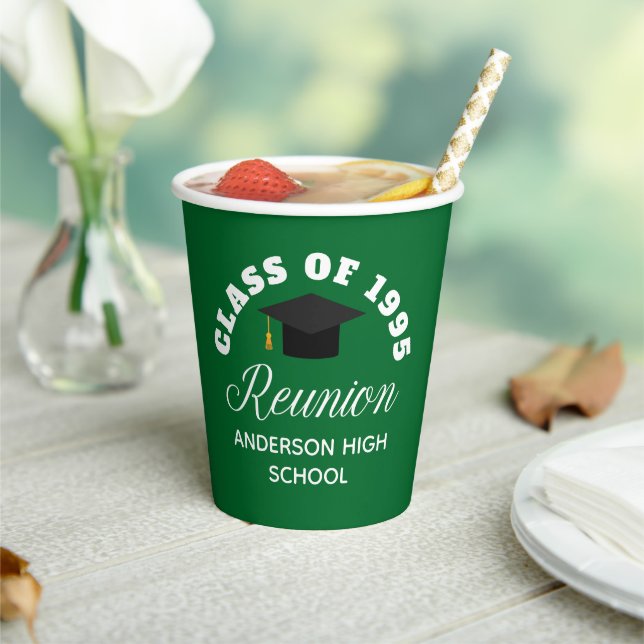 Green High School Reunion Personalized Party Paper Cups (Insitu)