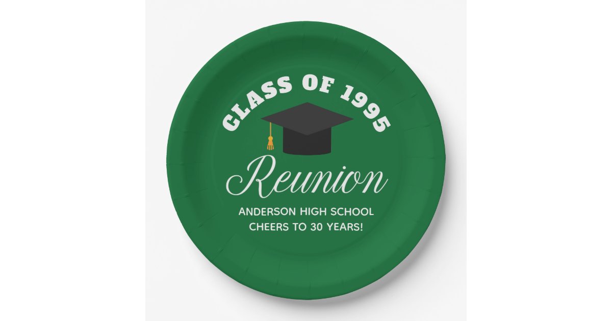 Green High School Reunion Personalized Party Paper Plates | Zazzle