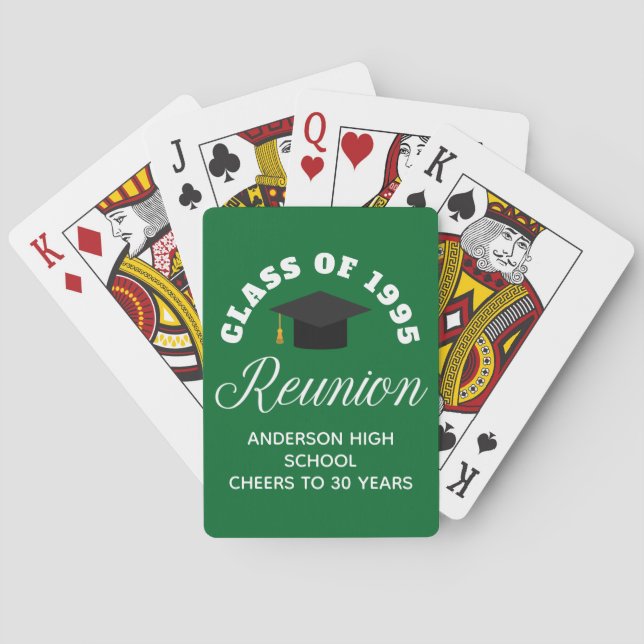 Green High School Reunion Personalized Party Poker Cards (Back)