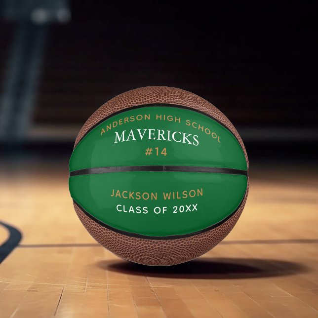 Green High School Senior Player Custom Graduation Mini Basketball (Creator Uploaded)