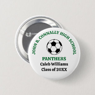Green High School Soccer Team Personalized Button