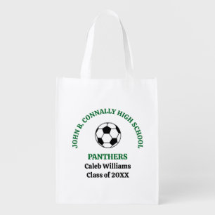 Green High School Soccer Team Personalized Grocery Bag