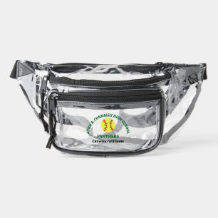 Green High School Softball Game Personalized Clear Fanny Pack