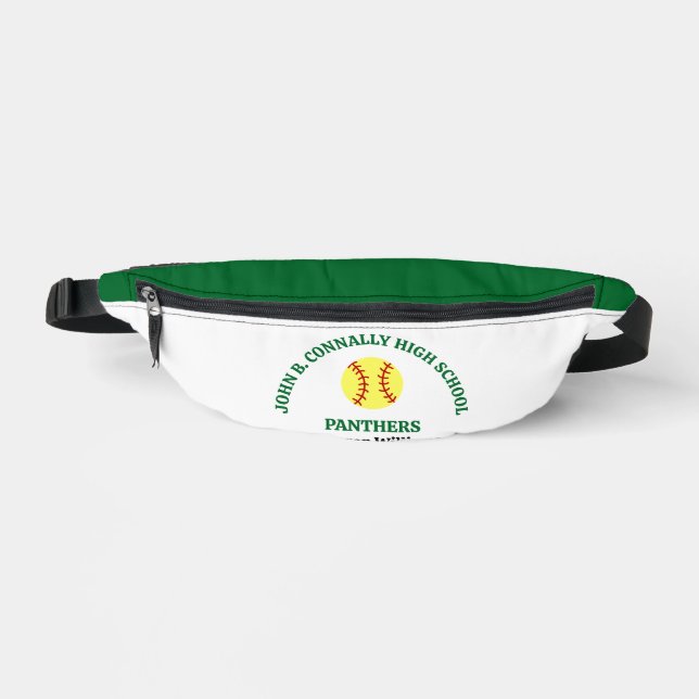 Green High School Softball Player Personalized Fanny Pack (Front)
