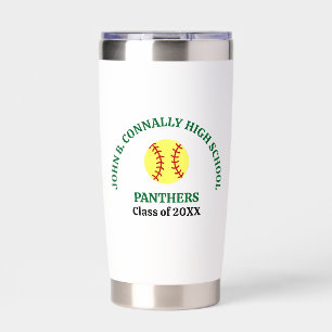 Green High School Softball Player Personalized Insulated Tumbler
