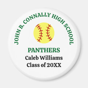 Green High School Softball Player Personalized Magnet