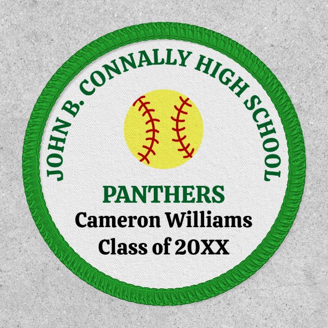 Green High School Softball Team Personalized Patch (Front)