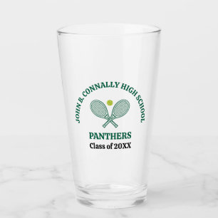 Green High School Tennis Player Personalized Glass