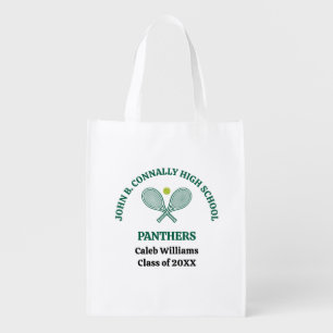 Green High School Tennis Player Personalized Grocery Bag