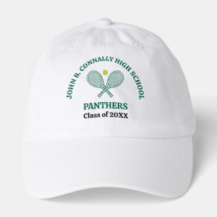 Green High School Tennis Player Personalized Hat