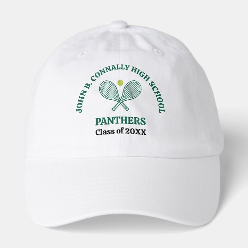 Green High School Tennis Player Personalized Hat