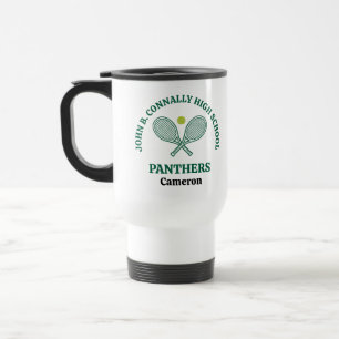 Green High School Tennis Player Personalized Travel Mug