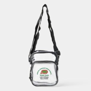 Green High School Track & Field Team Personalized Clear Crossbody Bag