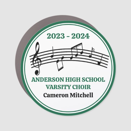 Green High School Varsity Choir Personalized Car Magnet