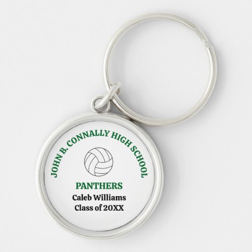 Green High School Volleyball Player Personalized Keychain