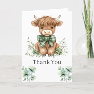 Green Highland Cow Thank You Card