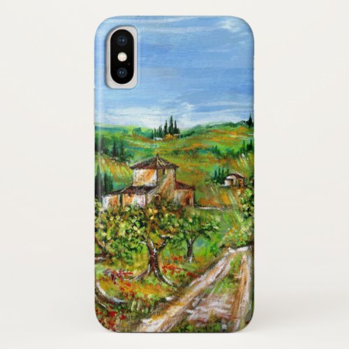 GREEN HILLS AND OLIVE TREES IN TUSCANY LANDSCAPE iPhone X CASE