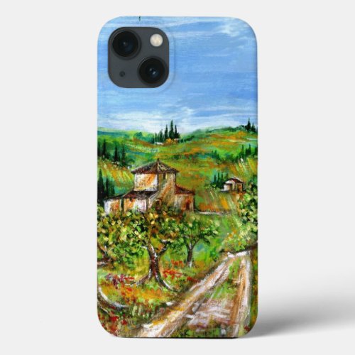 GREEN HILLS AND OLIVE TREES IN TUSCANY LANDSCAPE iPhone 13 CASE