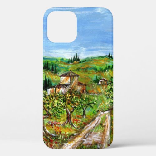 GREEN HILLS AND OLIVE TREES IN TUSCANY LANDSCAPE iPhone 12 CASE