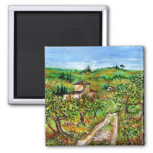 GREEN HILLS AND OLIVE TREES IN TUSCANY LANDSCAPE MAGNET