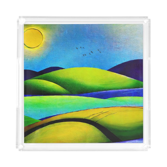 Green Hills Landscape Acrylic Tray (Front)