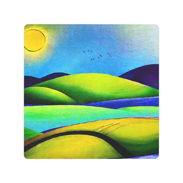 Green Hills Landscape Metal Print (Front)