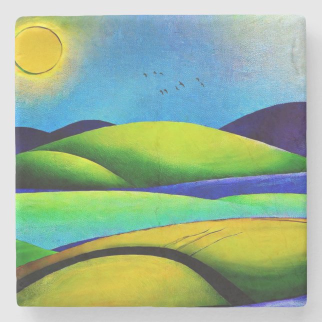 Green Hills Landscape Stone Coaster (Front)