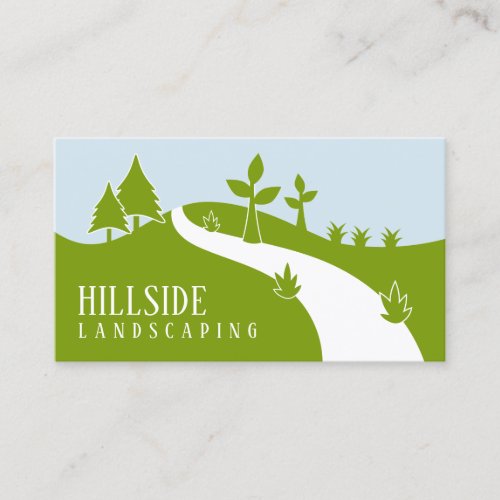 Green Hillside Landscaping Vector Landscaper Business Card