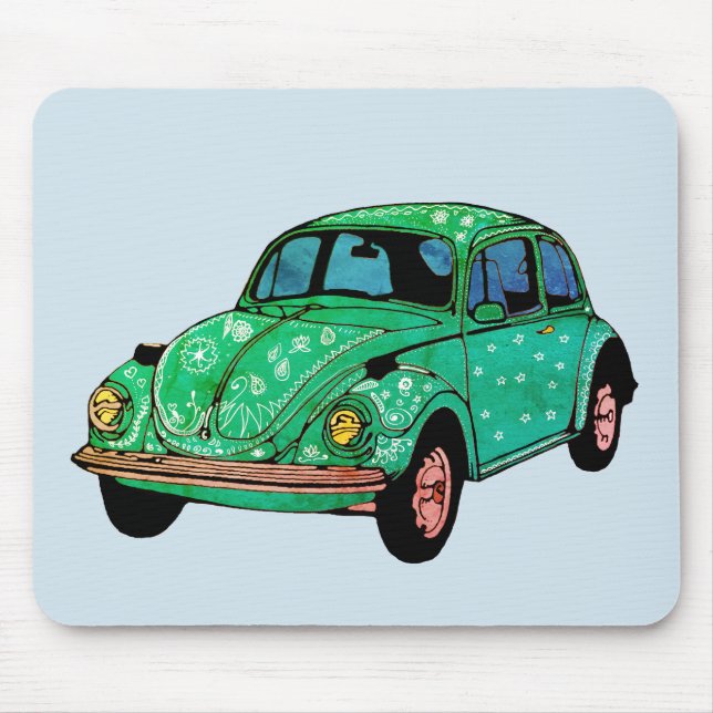 Green Hippie Car Mandala Art  Mousepad (Front)