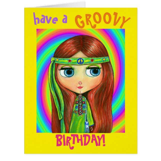 Green Hippie Doll Girl Peace Sign Headband Cute (Front)