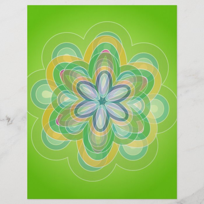 Green Hippie Flower vector blues oranges white Full Color Flyer