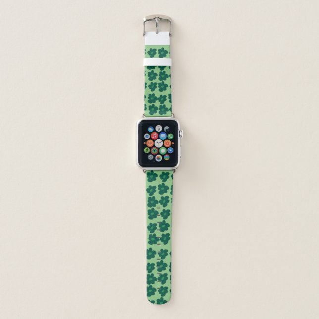 Green Hippie Flowers  apple watch band (Front)