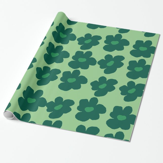 Green Hippie Wrapping Paper (Unrolled)