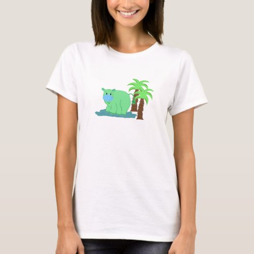 Green Hippo in the Water T_Shirt