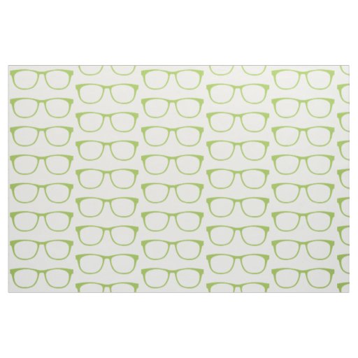 Green Hipster Geek Glasses Fabric