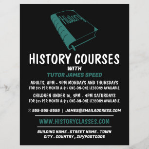 Green History Book, History Course Advertising Flyer
