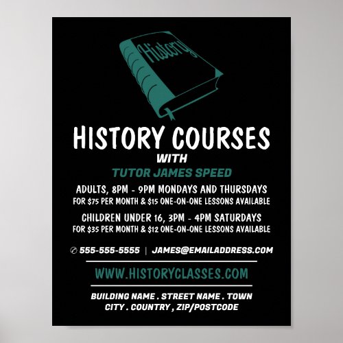 Green History Book History Course Advertising Poster